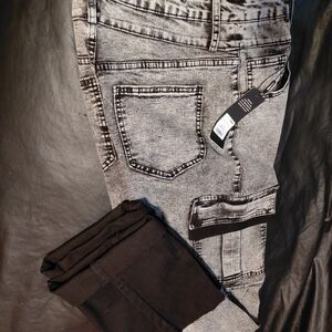 NEW FASHION NOVA UPCYCLE GREY ACID WASH Cargo Pants, 31 W X 36 L MADE TO MEASURE